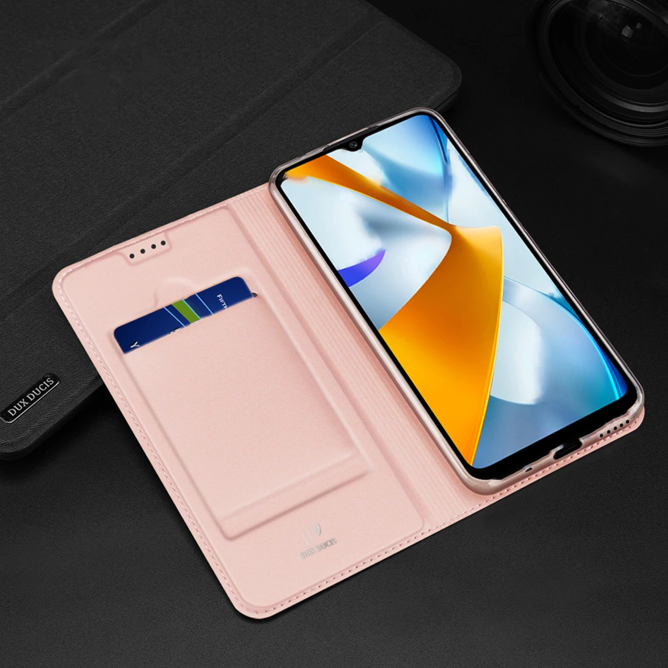 Ovitek za pametni telefon Dux Ducis Skin Pro za Oppo Reno 8, s preklopnim pokrovom, z žepom za kartico, s funkcijo stojala, moder