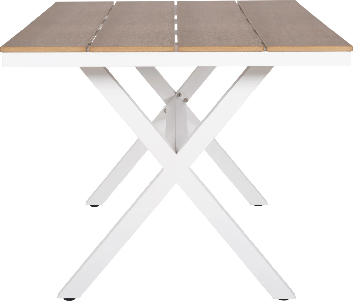 Aluminijasta pravokotna miza TAWNEE FH6037.02 bele barve-poliles v naravni les 150x89,5x73Hcm