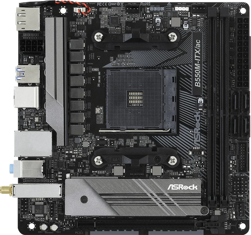 Plošča za matično ploščo ASRock B550M-ITX/ac, Socket AM4, AMD Ryzen 3000 Series, mini ITX