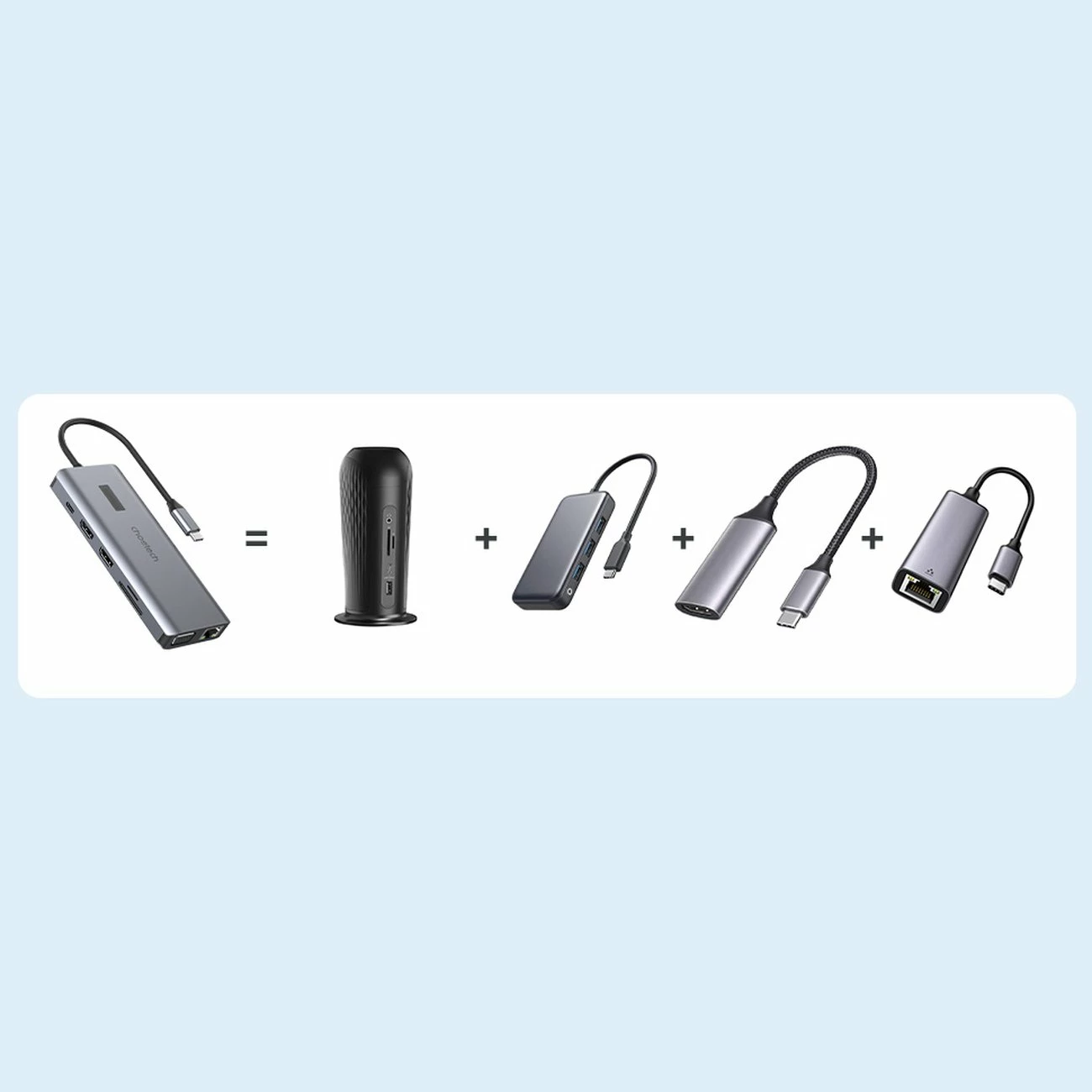 Multifunkcijski hub Choetech HUB-M26, 12-v-1, USB-C, HDMI, VGA, RJ45, siva