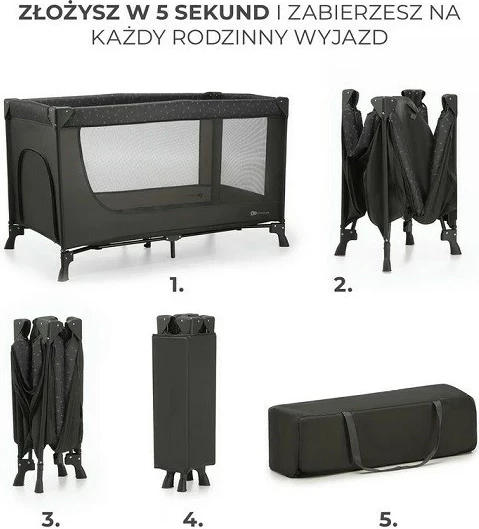 Prenosno potovalno posteljica JOY LIGHT, KinderKraft, siva