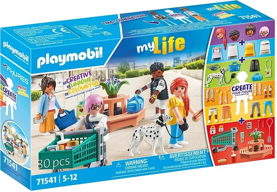 Komplet figuric, Playmobil My Figures Shopping My Life 71541, plastika, z dodatki