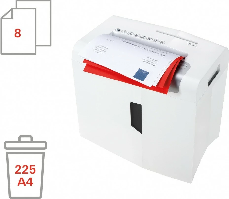 Škatlasta rezalnica dokumentov HSM shredstar X8, 18 L, prečni rez, bela
