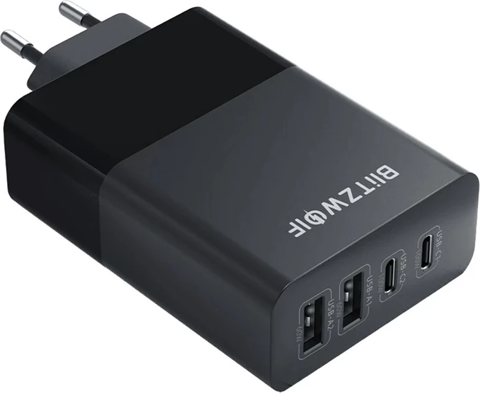 Polnilec 120W, BlitzWolf BW-S29, 2x USB-C, 2x USB-A, črn