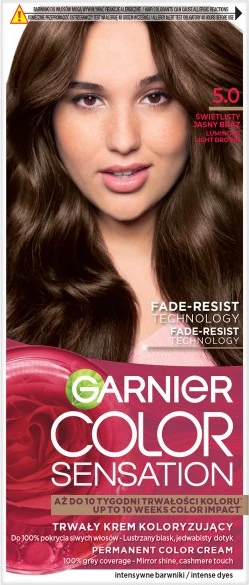 Barvna krema za lase za ženske Garnier Color Sensation 5.0 Bright Light Brown, 1 kos