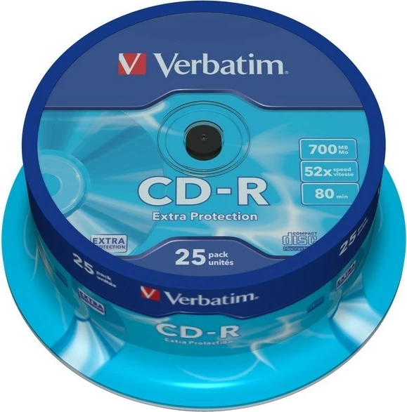 CD-R, 700 MB, 52x, 25 kos, Cake Box, Verbatim 43432