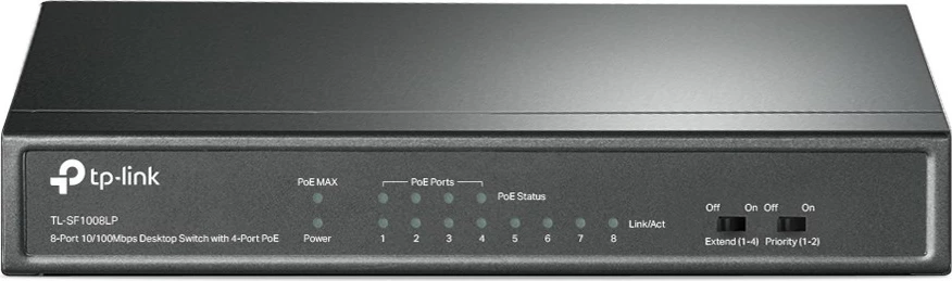 Neupravljan switch Fast Ethernet s PoE, TP-Link TL-SF1008LP