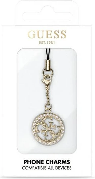Elegant obesek za telefon Guess 4G Rhinestone Charm, zlata barva