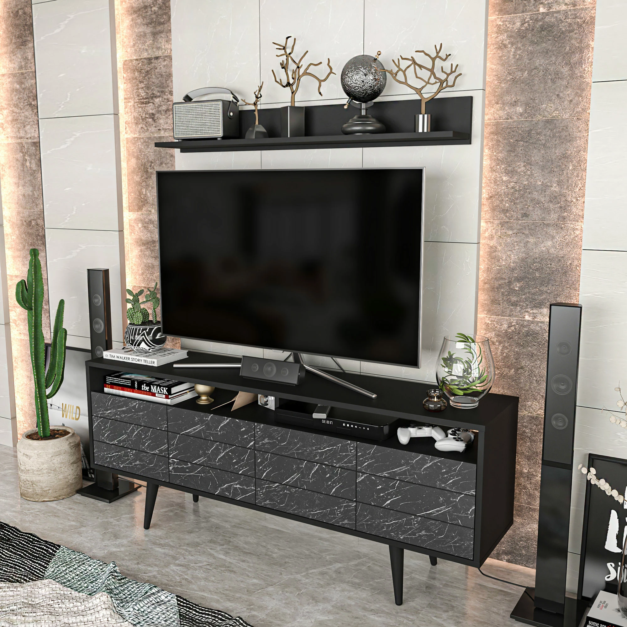 Komoda za TV Skye Decor, Ola, črna