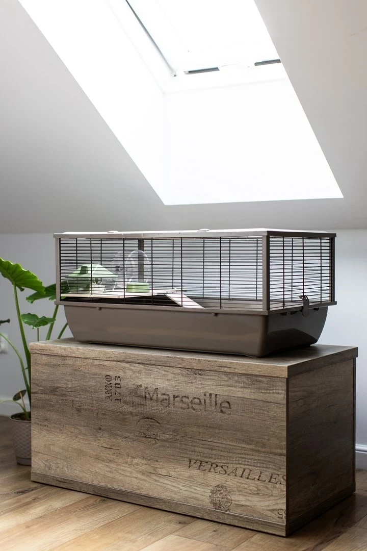 Kletka za glodalce Bob Wood Japandi INTER-ZOO, 78 x 36 x 48 cm, bež