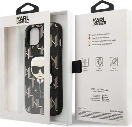 Zaščitni ovitek Monogram Ikonik Patch Karl Lagerfeld KLHCP13SPMNIKBK za iPhone 13 mini, trd