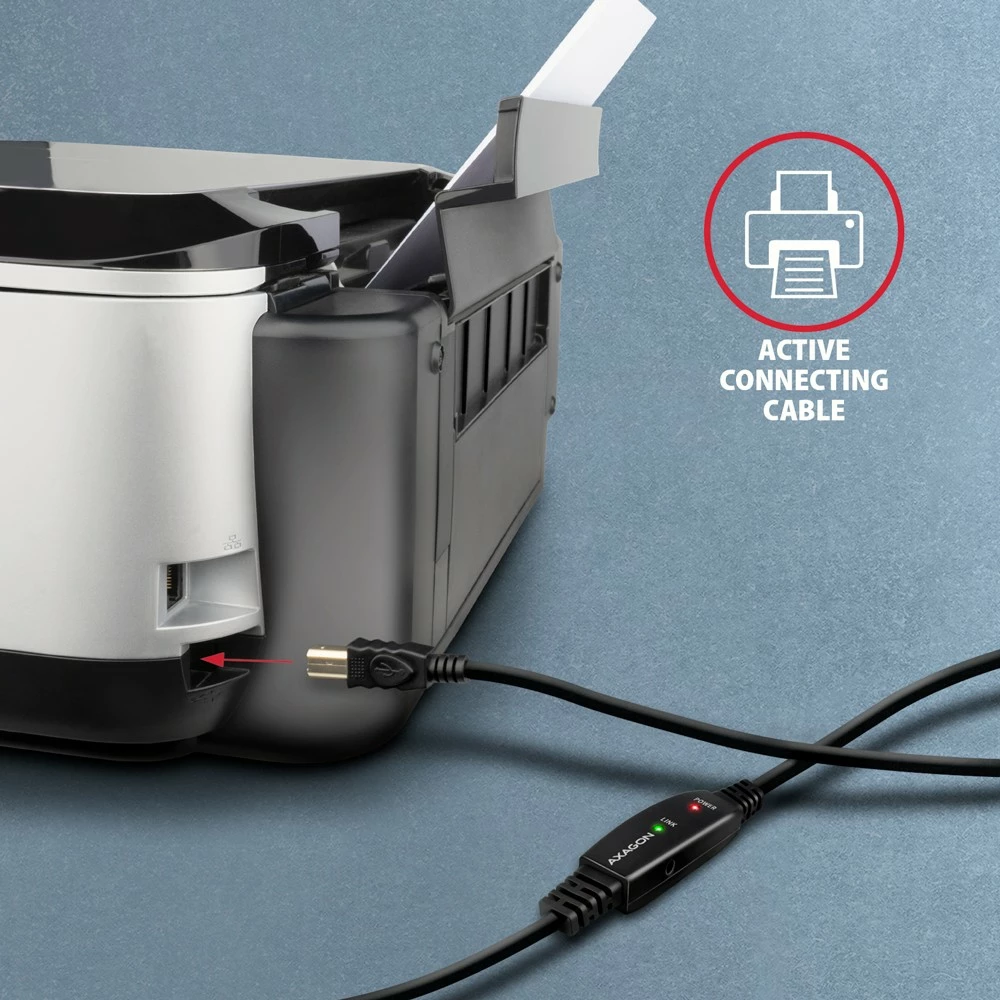Aktivni USB 2.0 kabel, AXAGON ADR-215B, 15 m, črn