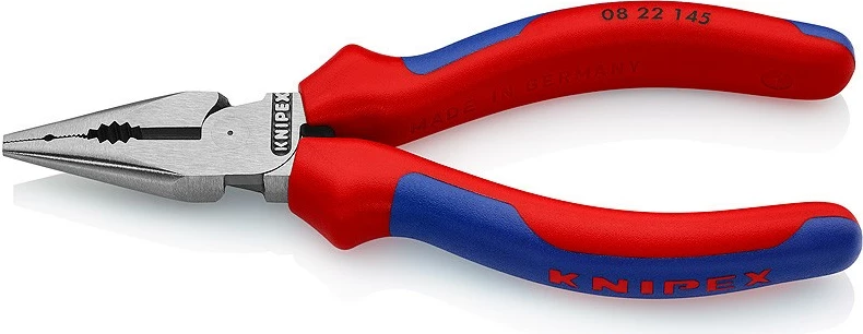 Pinca z ozkim nosom 145 mm, Knipex, kovina, plastični ročaj, modro-rdeča