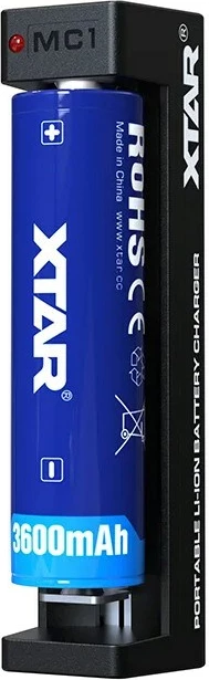 Polnilec baterij XTAR MC1C, 1 mesto, Li-Ion, USB-C, črn