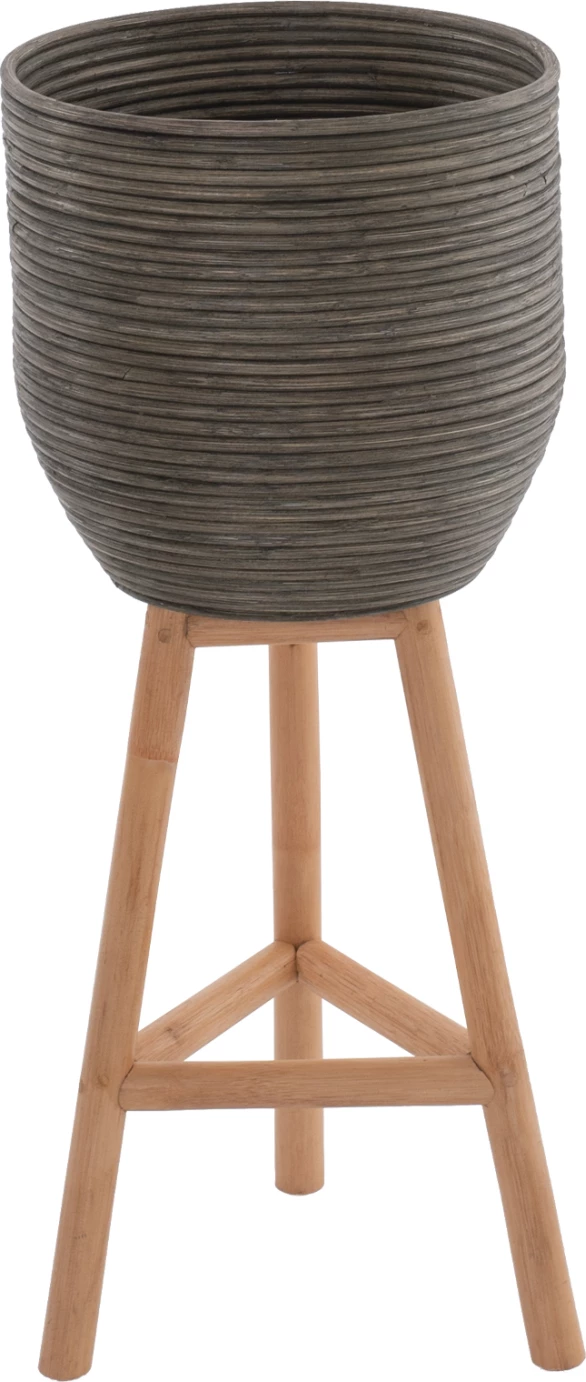 Cvetlični lonec iz ratana z bambusovimi nogami FH7815 31x30x80Hcm. Naravno-zelena