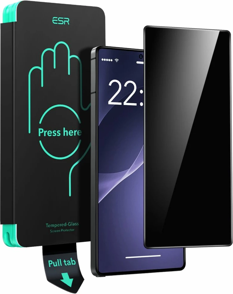 Kaljeno zaščitno steklo za zasebnost ESR za Samsung Galaxy S25 Ultra, z namestitvenim okvirjem