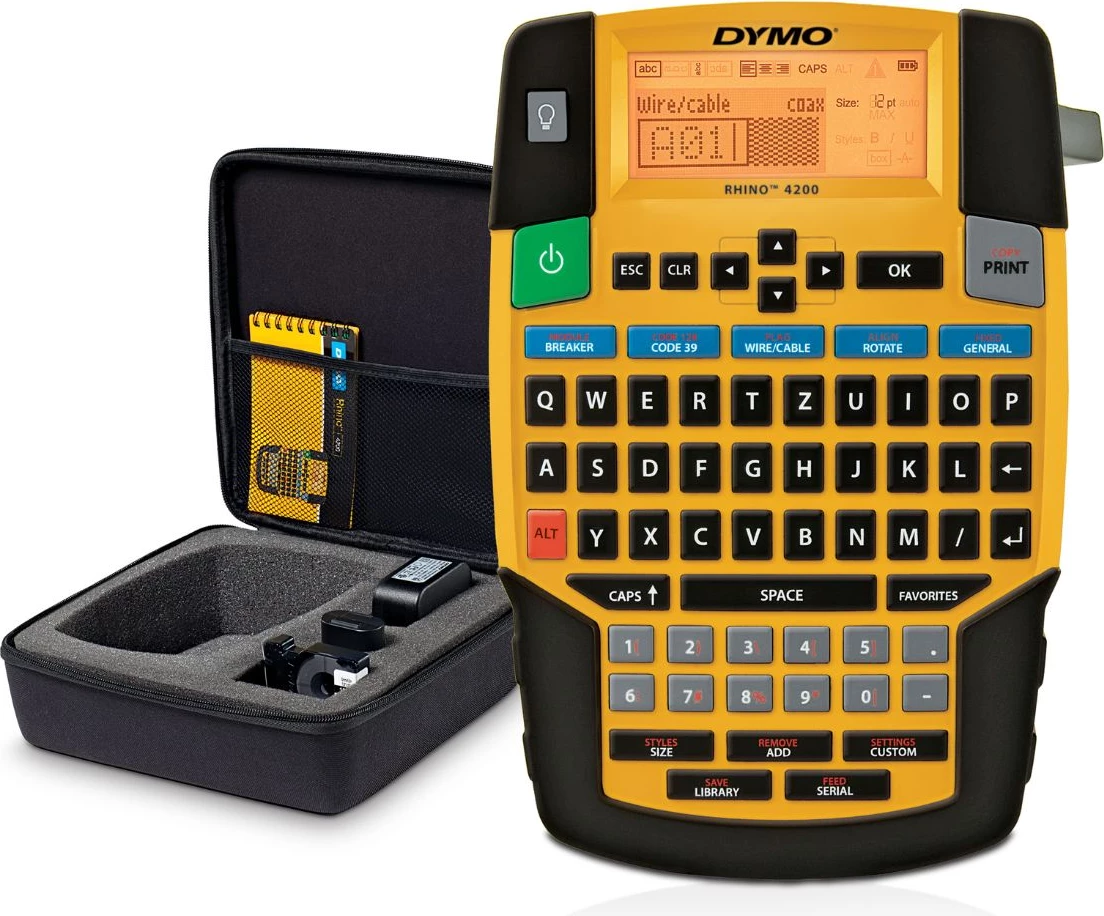 Ročni etiketni tiskalnik z QWERTY tipkovnico, Dymo RH4200K / 1852998, rumen