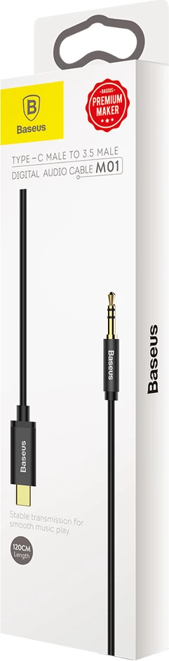 Avdio kabel USB Type-C na 3,5 mm Baseus CAM01-01, 1,2 m, črn