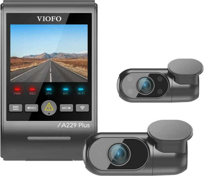 Avto snemalnik s 3 kamerami, 2K + 2K + 1080p, WiFi, GPS, črn — Viofo A229 Plus