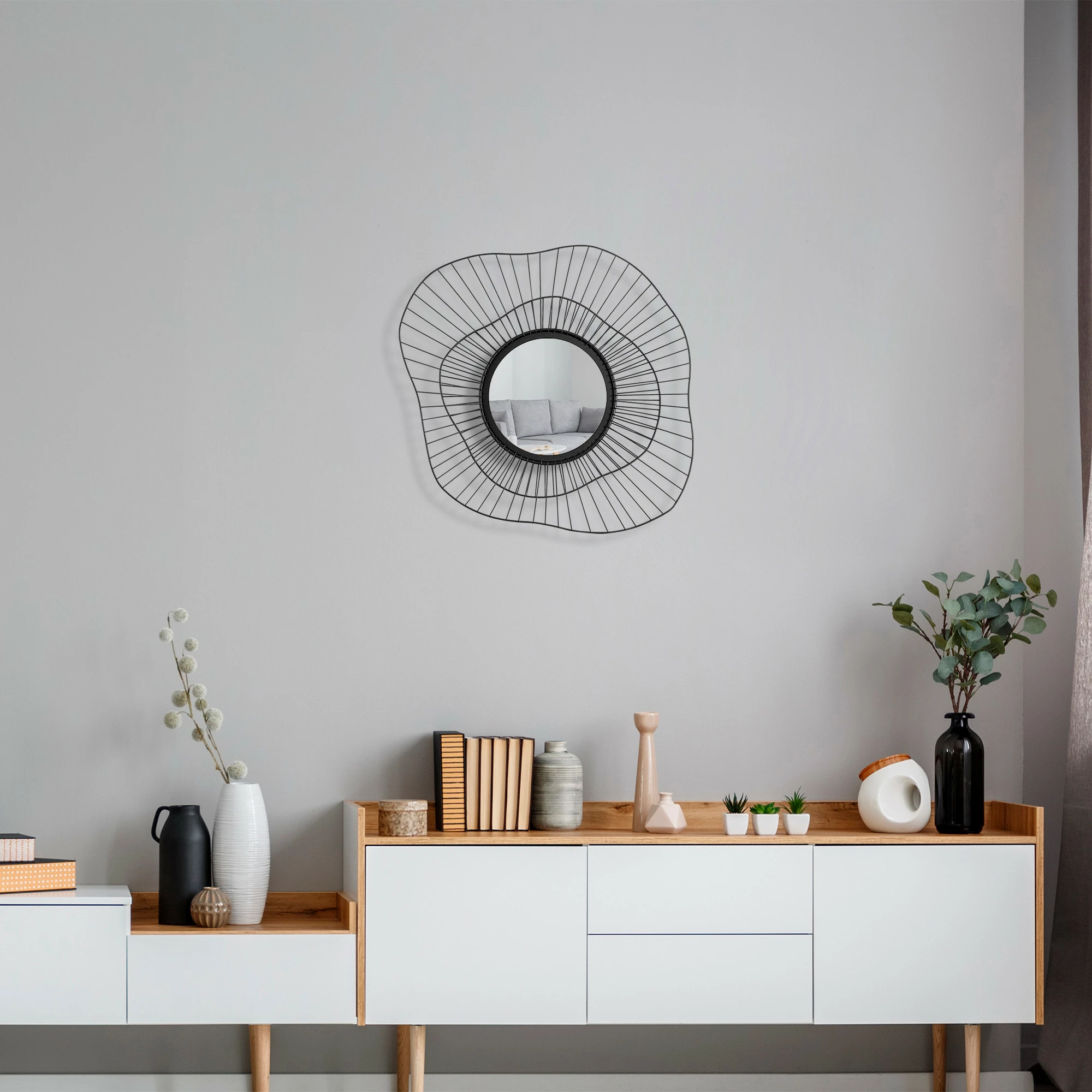 Dekorativno ogledalo Wallity Euro Flora WM-015, črno