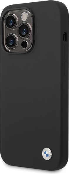 Ovitek za telefon silikon z metalnim logotipom BMW za iPhone 15 Pro, črn