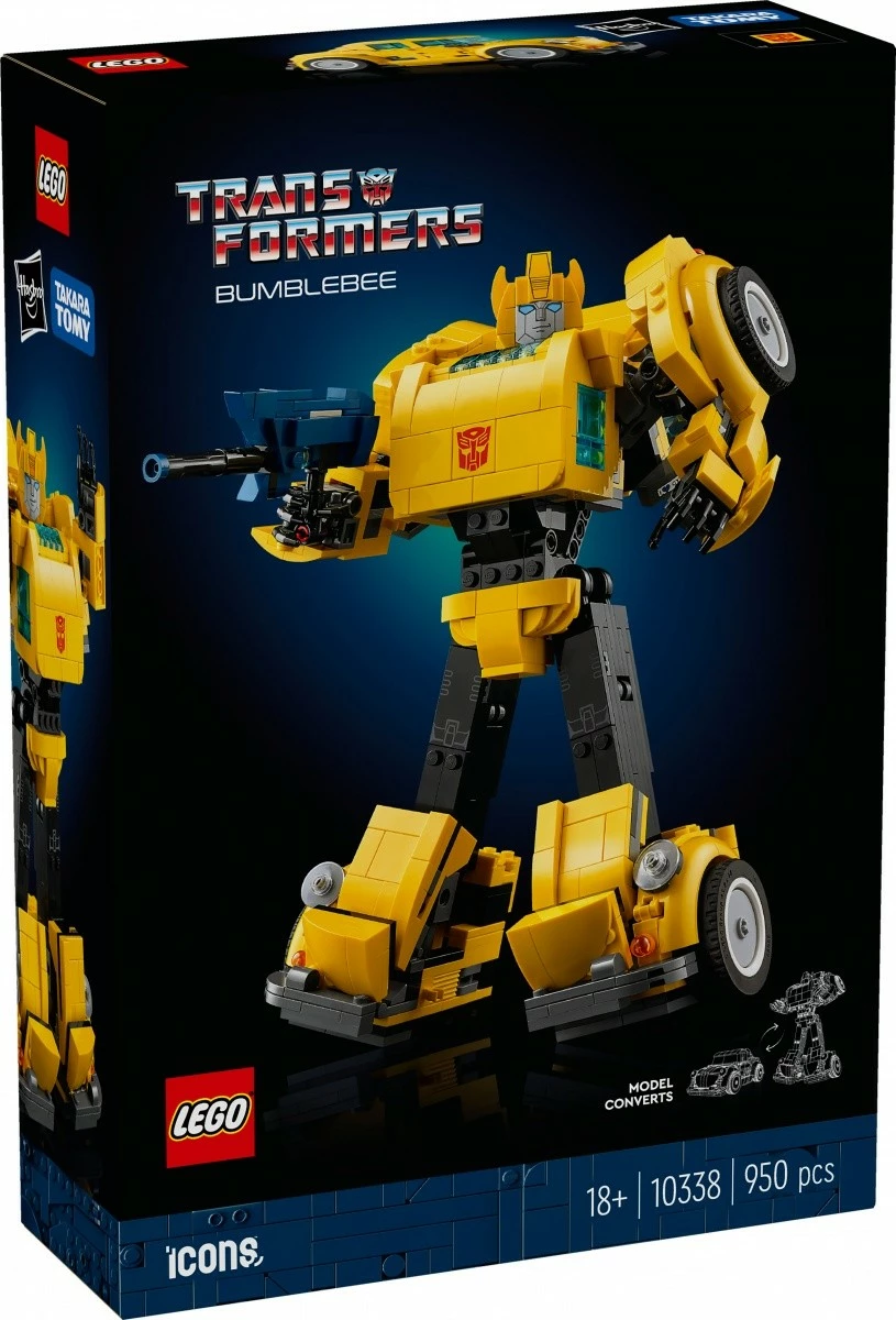 Zbirateljski gradbeni set 950 kosov LEGO Icons Transformers Bumblebee 10338, rumen