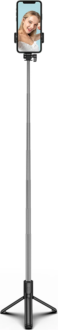 Selfie palica z integralnim stojalom Wozinsky WHS1Y, 1 m, nosilec za telefon, črna