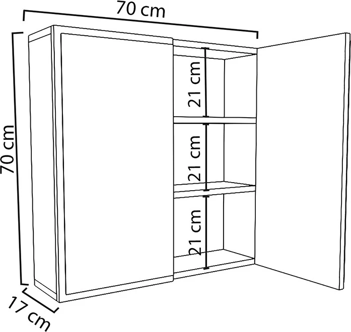 Kopalniška omarica s ogledalom Poliana, bela, 70x17x70 cm