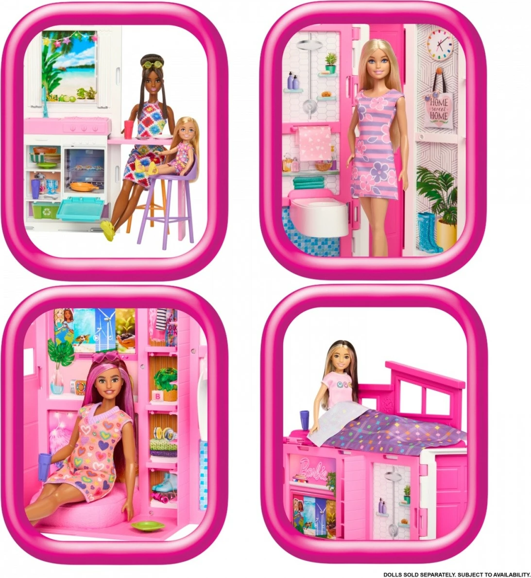 Igračna hiša Barbie Mattel HRJ76 z dodatki, večbarvna