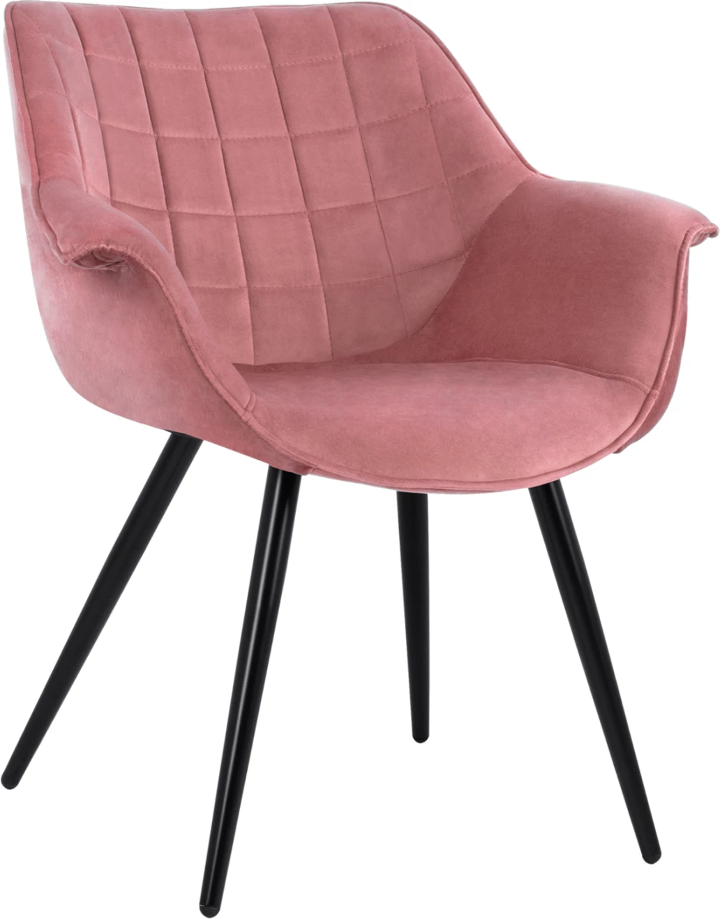 BENJAMIN žametni naslanjač v barvi prašno roza z kovinskimi nogami FH8682.02 69x68x78 cm, set 2 kosov