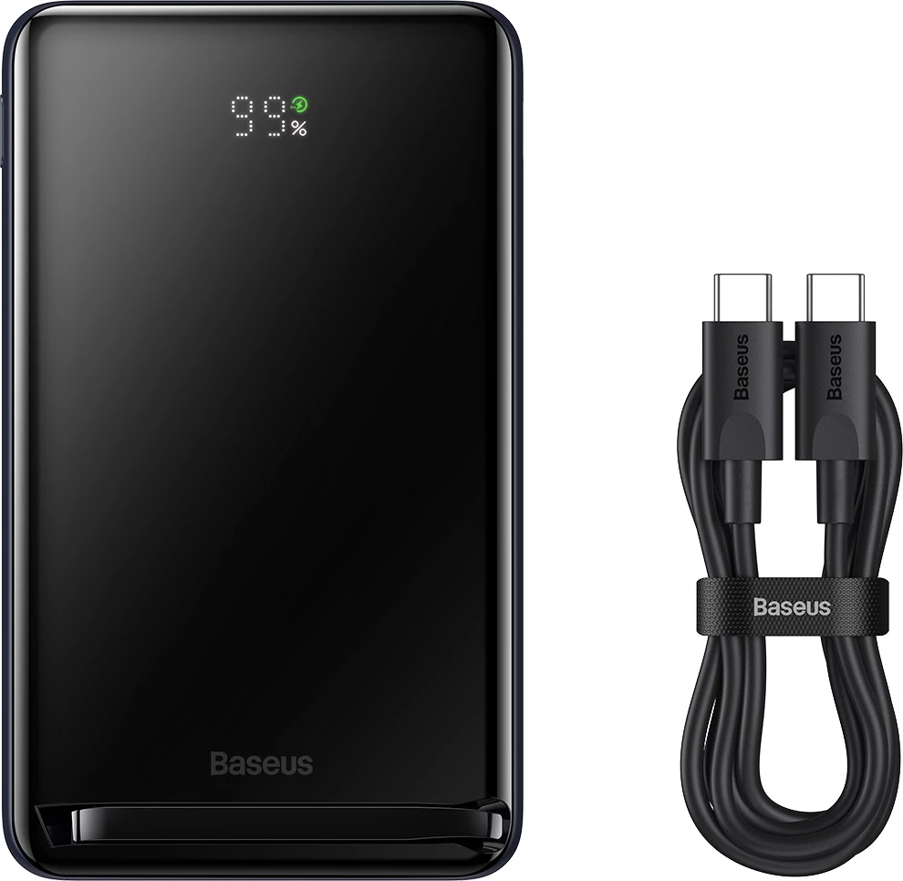 Powerbank Baseus Magnetic Bracket PPCX000203, 10000 mAh, MagSafe, 20 W, z USB-C kablom 0,5 m, temno modra