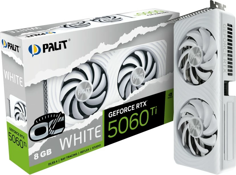 Grafična kartica Palit RTX 5060 Ti OC, 8 GB GDDR7, bela
