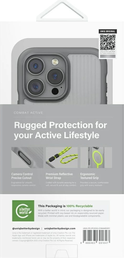 Zaščitni ovitek UNIQ Combat Active Magclick za iPhone 16 Pro, siv