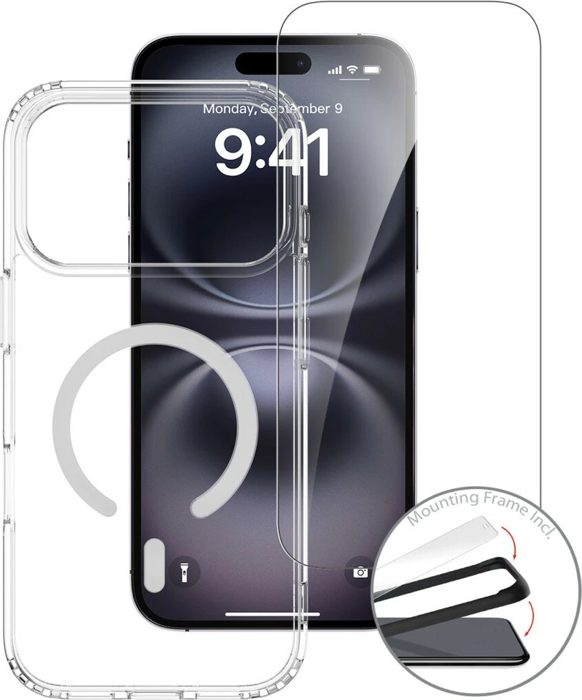 360 Premium Protection komplet ovitka za telefon in zaščitnega stekla 4smarts za iPhone 17 Pro Max, prozoren