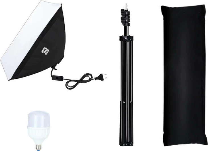 LED softbox za studio 50x70 cm, stojalo, LED žarnica 30 W, bel — Puluz PU5070EU