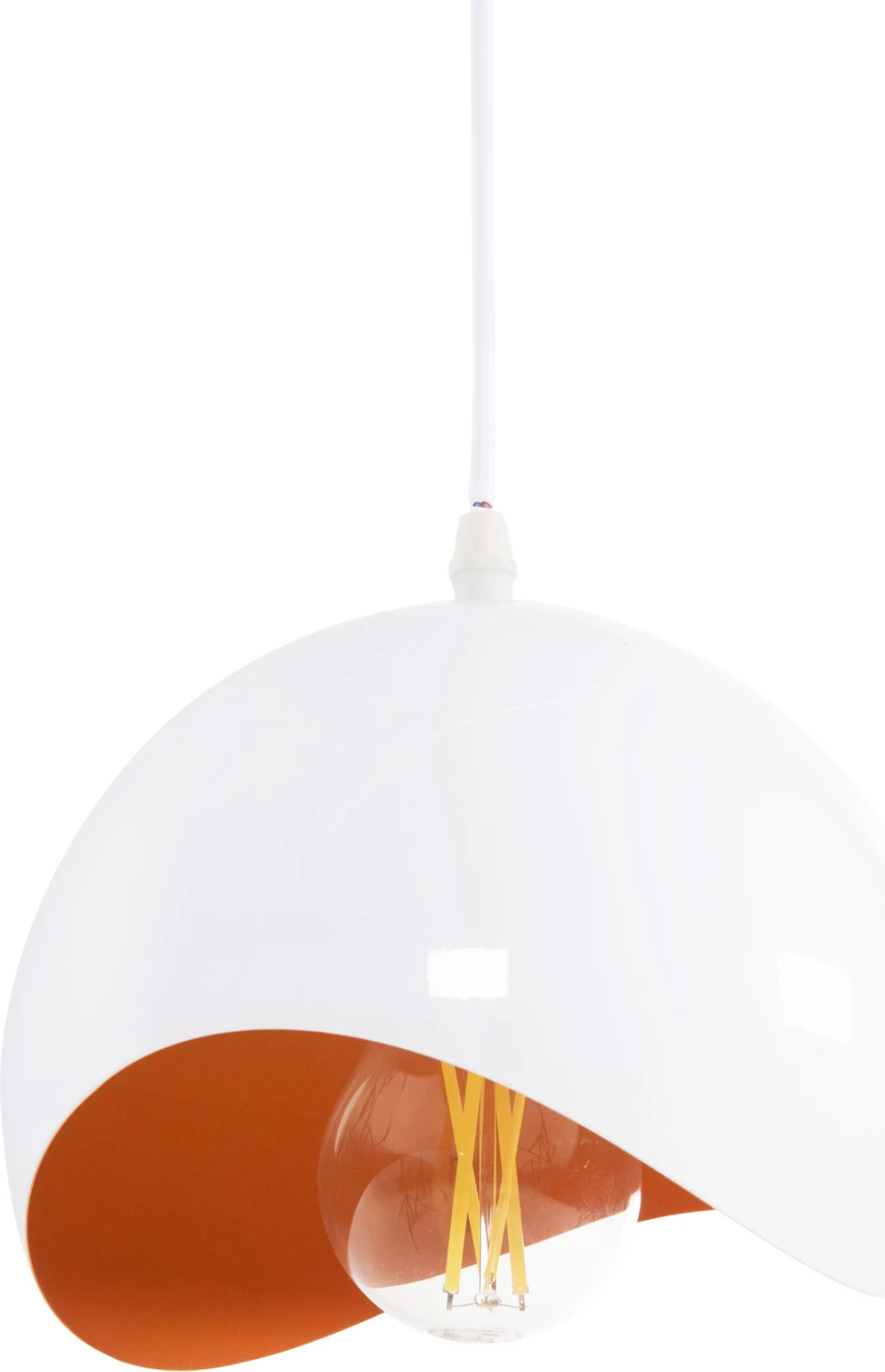 Stropna viseča svetilka FH4165.02 kovinska krogla-bela in oranžna Φ20x118Hcm
