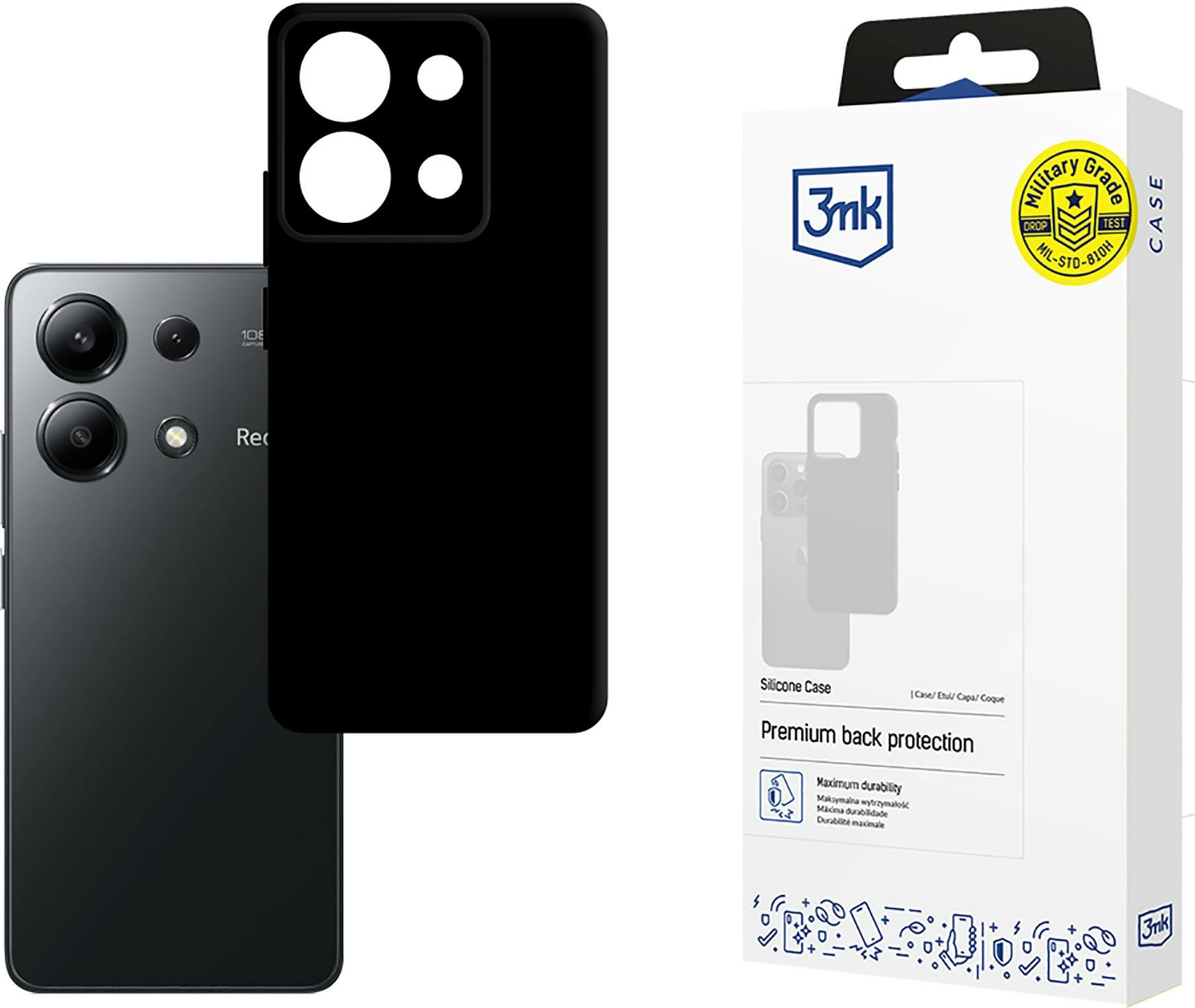 Silikonski ovitek za telefon 3mk za Xiaomi Redmi Note 13 4G/5G, črn
