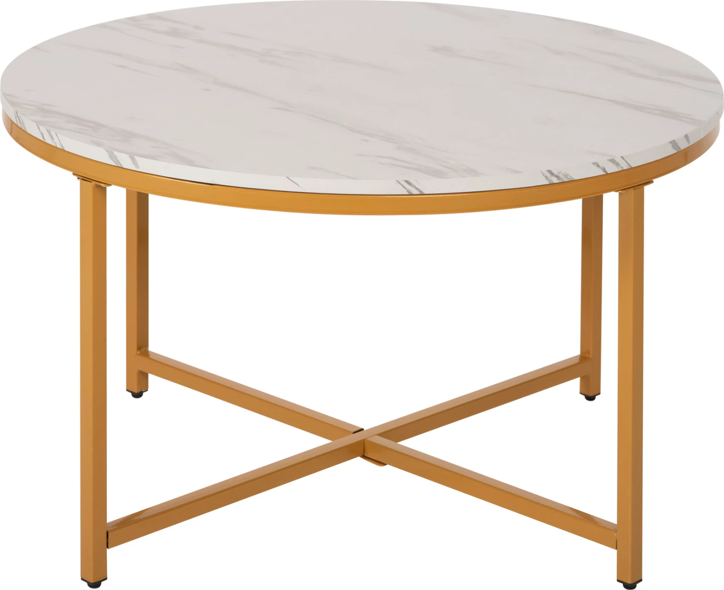 Klubska miza FH9420.01 melamin bela marmor-zlate kovinske noge Φ80x48,5Hcm