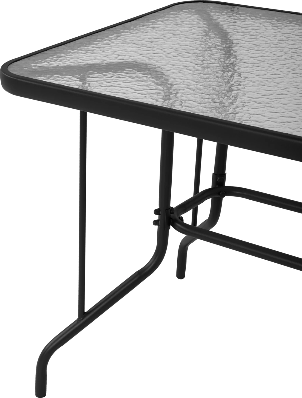 Zunanja kovinska miza ADAM FH5679.01 siva z ojačanim steklenim vrhom 120Χ70Χ71Hcm