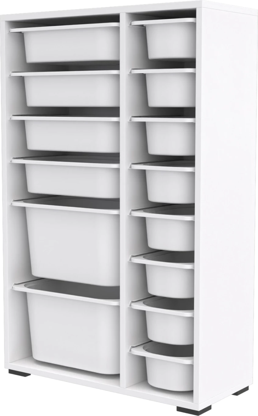 Komoda SANI FH18211.01 melamin v beli barvi - 14 belih P.E. predalov 69,5x30x109H cm