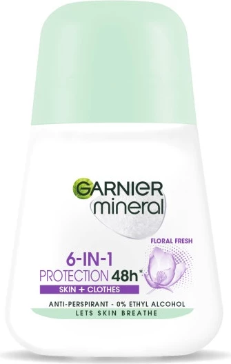Dezodorant roll-on, zaščita 6-v-1 Floral Fresh Garnier Mineral, 50 ml