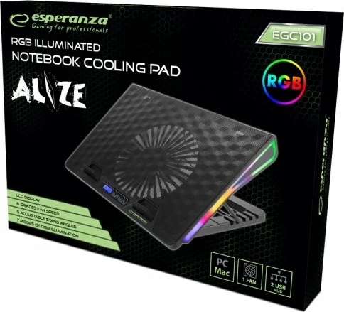 Hlajenje za prenosnik Esperanza EGC101, 800 RPM, 17", črn