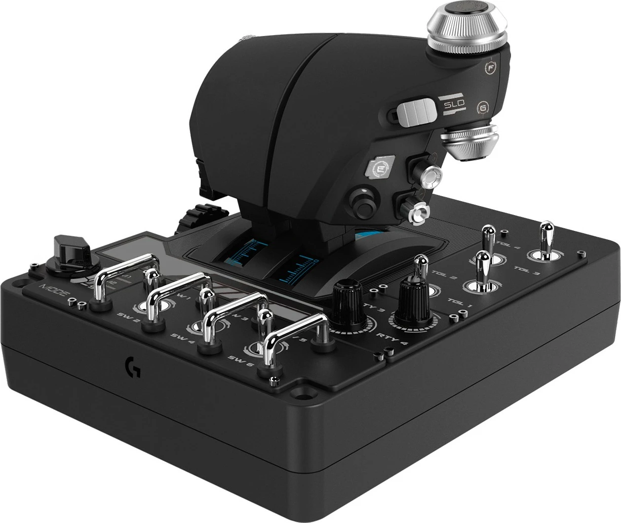Joystick in plin Logitech X56 H.O.T.A.S., za PC, z LED lučmi, črn