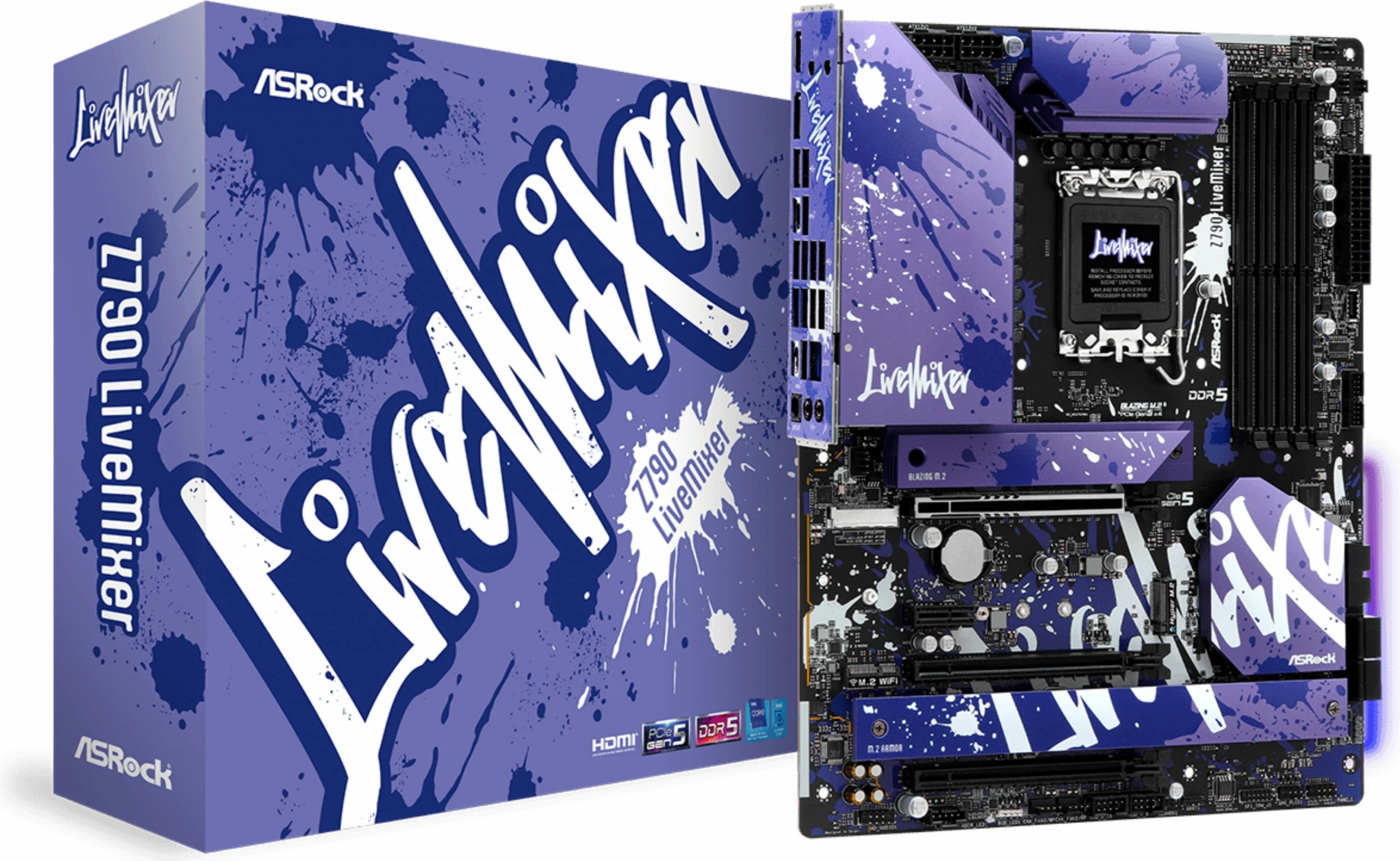 Plošča ASRock Z790 LiveMixer, Intel LGA 1700, DDR5, 128 GB, vijolična