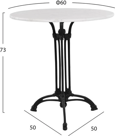 Miza s 3 nogami iz železa FH5609 z marmorjem Okrogla 60x73cm