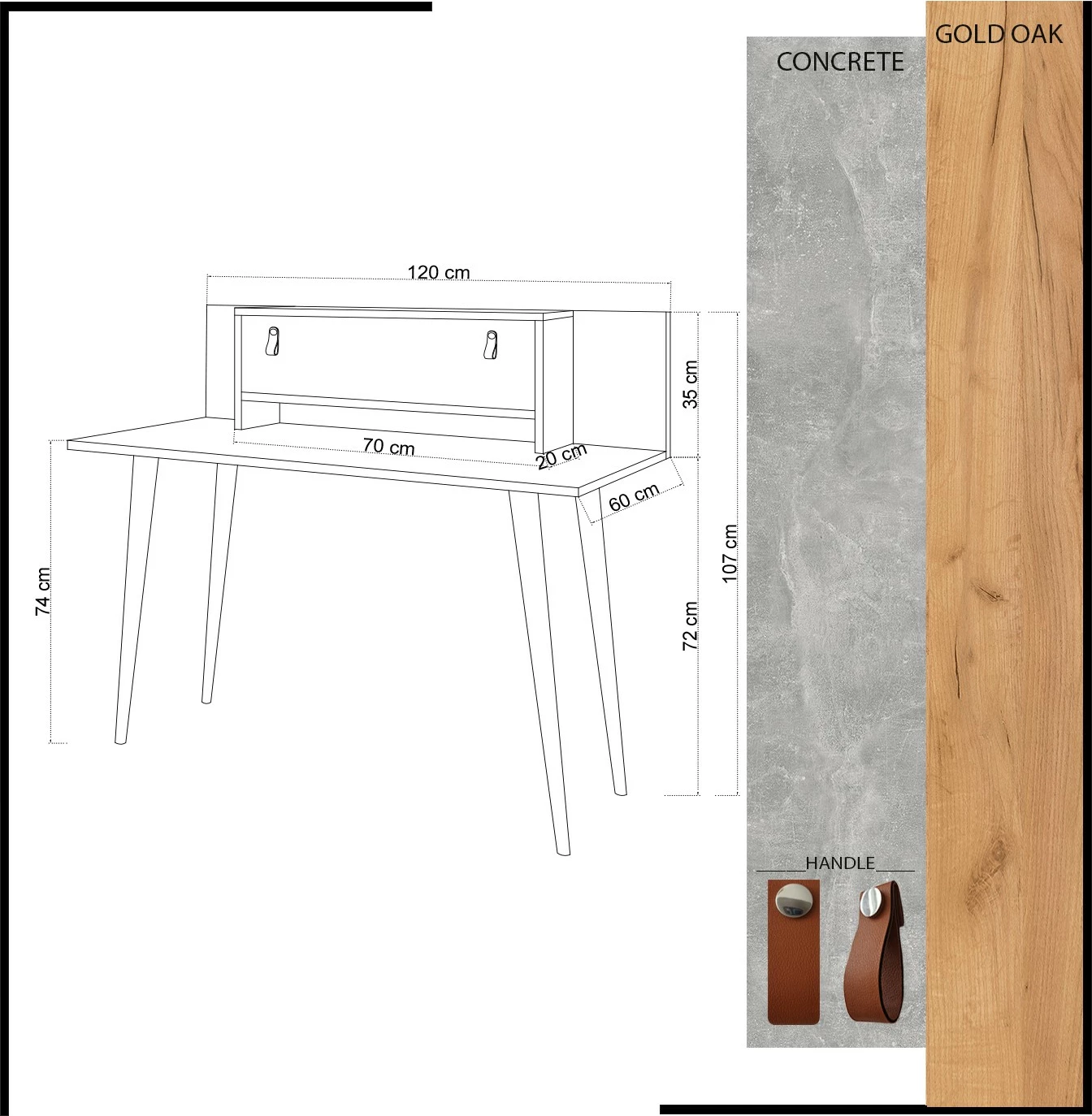 Pisalna miza Hanah Home Soojin, hrast in bela