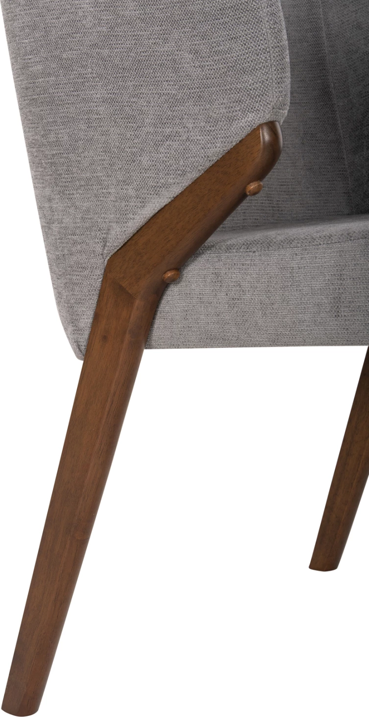 Jedilni stol Radder FH9749 iz kavčukovca v barvi oreha-siva tkanina 50x53x77Hcm, set 2 kosov