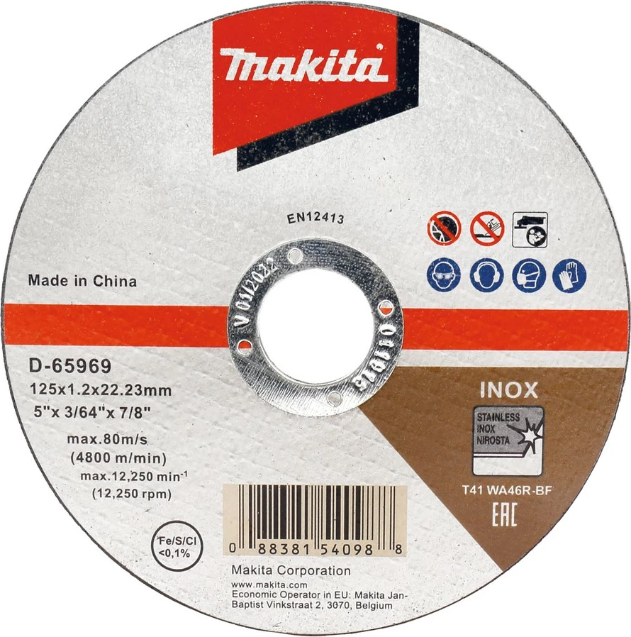 Rezalni disk za inox Makita D-65969-12, 12,5 cm, raven vložek