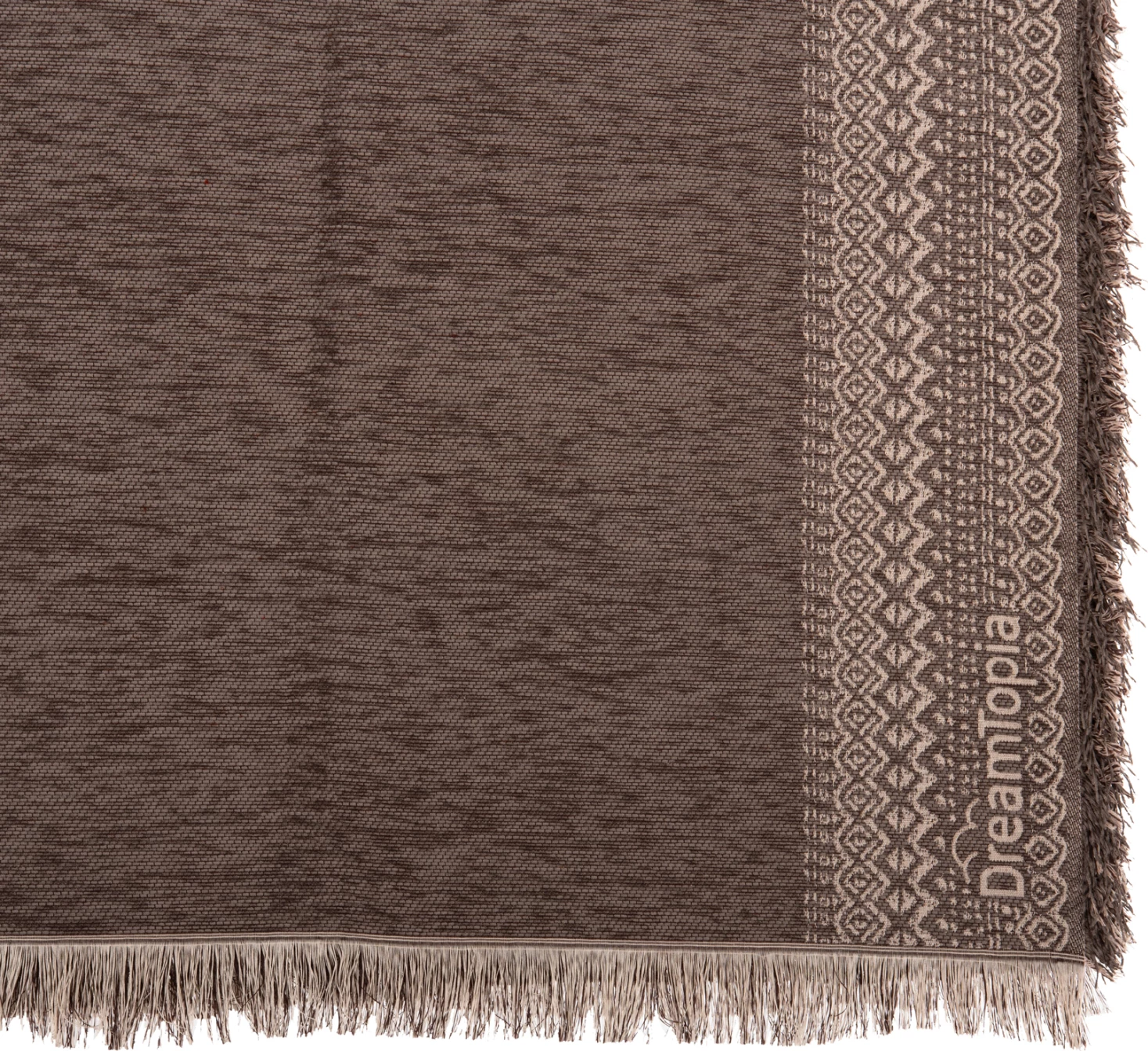 Prevleka za kavč - pregrinjalo s franžami DREAMTOPIA FH12165.04 v rjavi barvi 295x170 cm