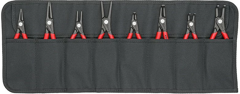 Set klešč za circlip, Knipex 00 19 58 V02, 8 kosov, rdeči ročaj